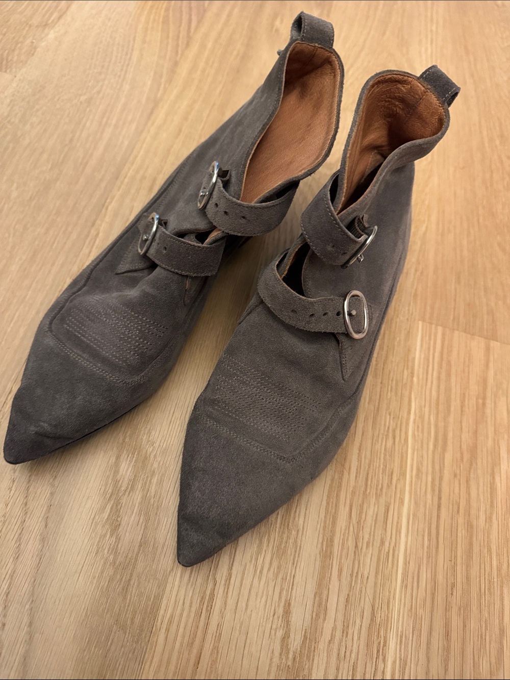 AllSaints genuine suede Pointed toe ankle boot- Dark Gray